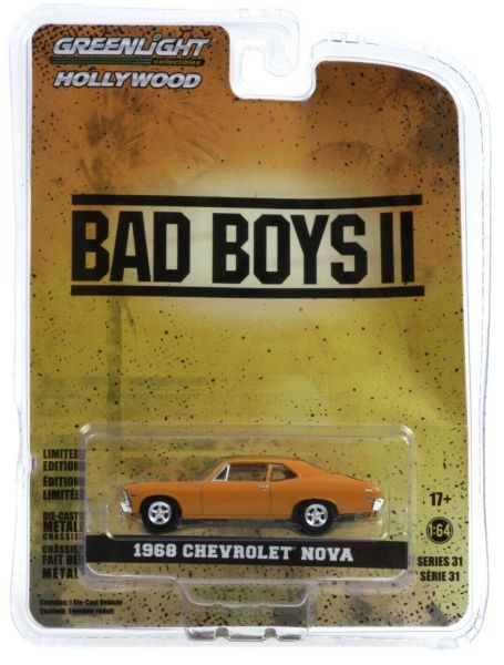 GREEN44910-F - CHEVROLET Nova 1968 orange à bandes noires Bad Boys II vendue sous blister - 1