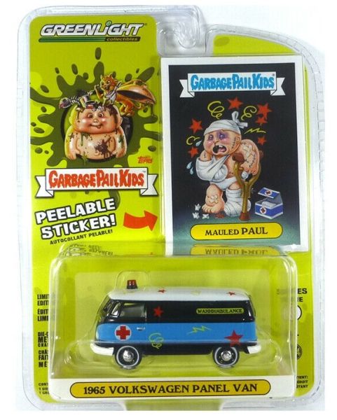 GREEN54050-C - VOLKSWAGEN Panel Van 1965 ambulance bleu et noir série Garbage Pail kids vendu sous blister - 1