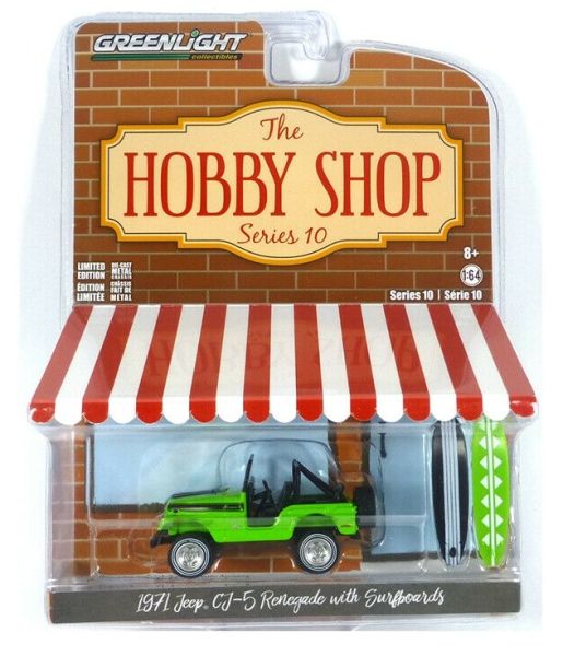 GREEN97100-B - JEEP CJ-5 1971 vert hard top ouvert avec planches de surf Série The Hobby Shop vendue sous blister - 1