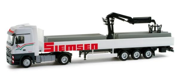 HER157889 - MERCEDES Actros LH02 4x2 avec remorque plateau 3 Essieux et grue  - SIEMSEN - 1