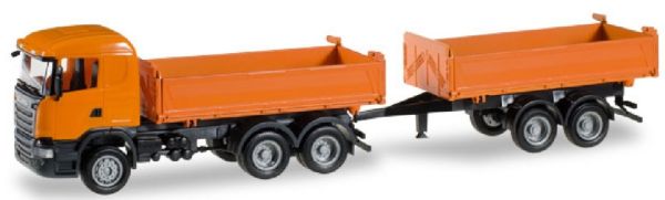 HER306034 - Porteur SCANIA R13 6x4 aves remorque 2 essieux Orange - 1