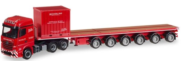 HER308786 - MERCEDES BENZ Arocs 6x4 avec semi plateau 6 essieux et container 10 pieds SCHOLPP - 1