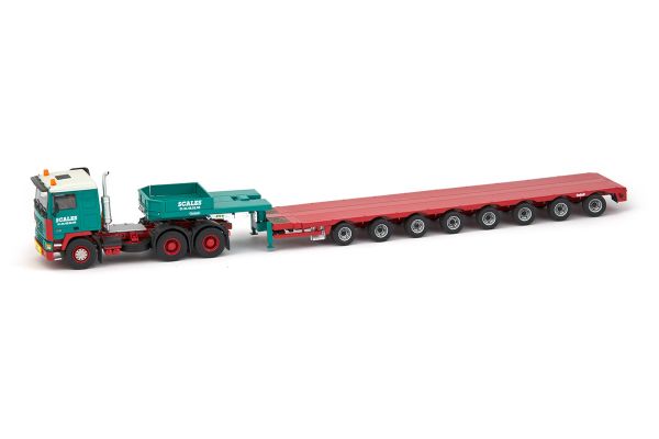IMC32-0013 - VOLVO F12 6x4 avec semi plateau surbaissée NOOTEBOOM 8 essieux transport Scales - 1