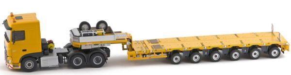 IMC33-0082 - DAF Euro 6 Space Cab 6x4 jaune avec semi plateau surbaissé extensible NOOTEBOOM 6 essieux - 1