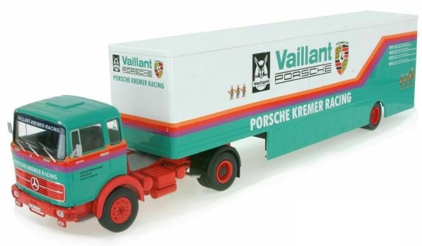 IXOTTR014 - MERCEDES BENZ LPS 1632 4x2 et remorque fourgon Vaillant Porsche Kremer Racing Transport - 1