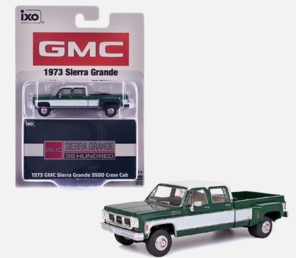 IXO-IA64006 - GMC Sierra Grande 3500 Double Cabine 1973 Vert et Blanche sous blister - 1