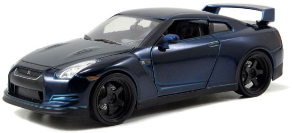 JAD97036 - NISSAN GT-R R35 2009 bleue métallisée sombre capot carbone de Brian Fast And Furious - 1
