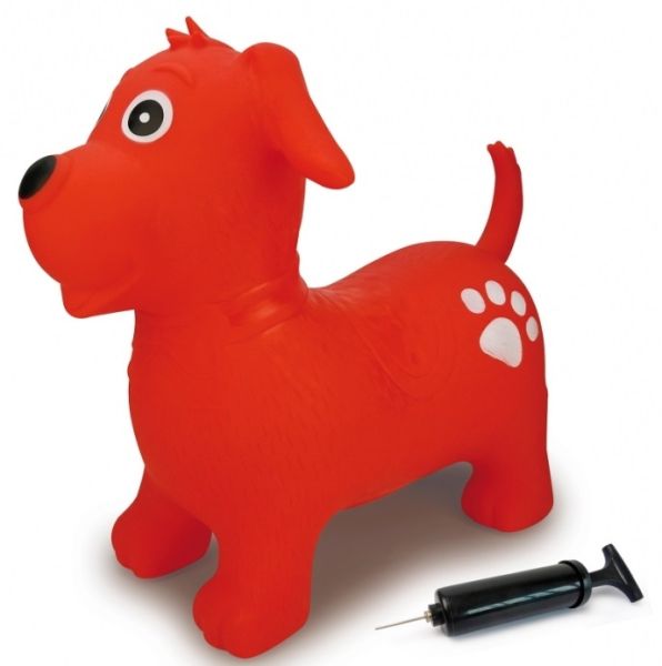 JAM460454 - Animal rebondissant chien rouge avec pompe - 1