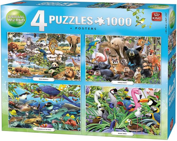 KING55930 - Puzzle 4x1000 pièces Les animaux sauvages - 1