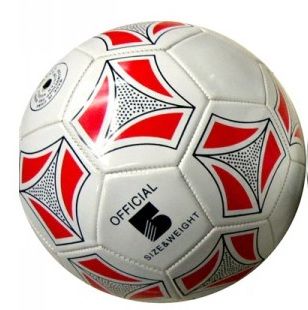 LPB21132A - Ballon de Foot Blanc et Rouge - Taille 5 (22 cm) - 1