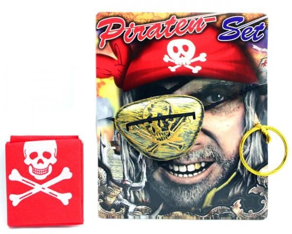 LPLI2200 - Kit de pirate avec un cache œil , boucle d'oreille et bandana - 1