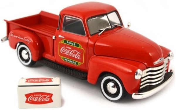 MCITY478104 - CHEVROLET Chevy pick-up rouge 1953 Coca Cola avec 1 caisse - 1
