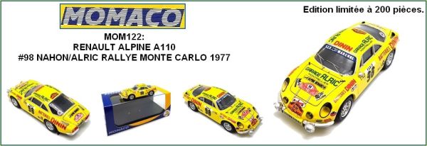 ALPINE RENAULT A110 MONTE CARLO 1977 ALRIC/NAHON