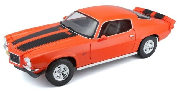 Miniature CHEVROLET Camaro Z28 1971 orange a bandes noires MAISTO MST31131 Collect World