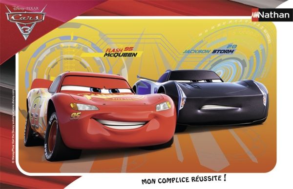 NAT86065 - Cadre puzzle - 15 Pièces - CARS 3 Flash McQUEEN et Jackson STORM - 29.5 x 19 cm - 1