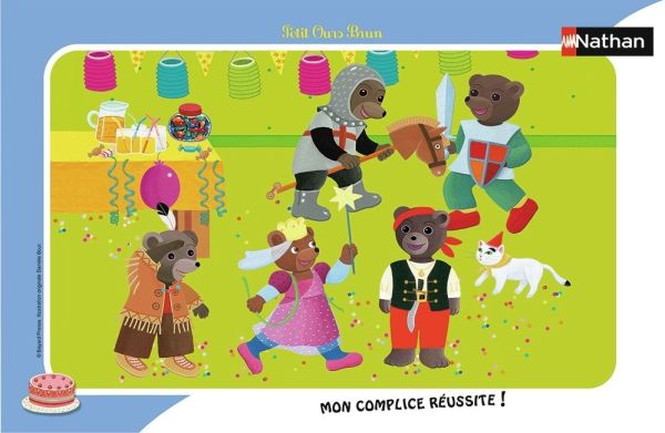 NAT86116 - Cadre puzzle - 15 Pièces - Petit Ours Brun c'est la fête - 29.5 x 19 cm - 1