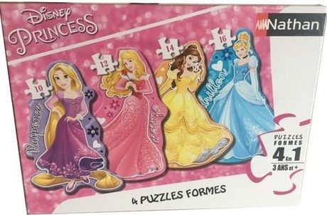 NAT86205 - 4 Puzzles - 10, 12, 14, et 16 pièces - Les princesses - 36 x 26 cm - 1