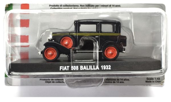 Miniature FIAT 508 Balilla 1932 noire jantes rouges IXO NET0004