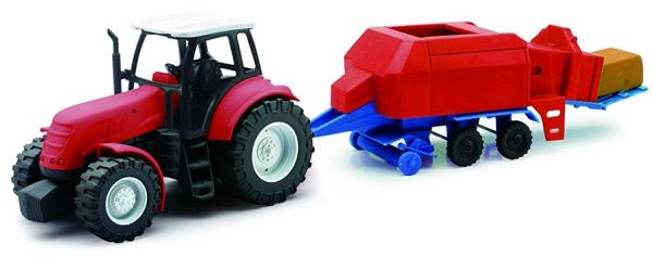 NEW05685A - Tracteur rouge avec presse - 1