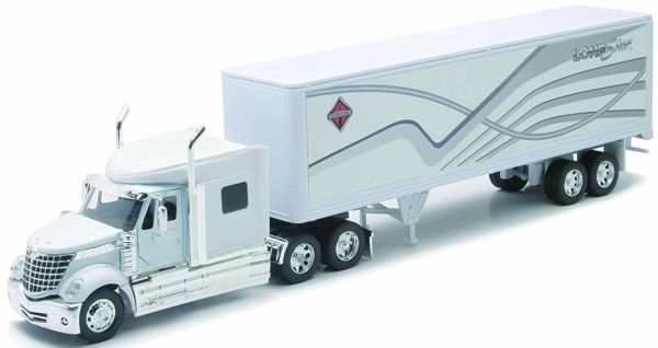 NEW10183 - INTERNATIONAL 6x4 blanc avec semi caisse rigide blanche 2 essieux marquage INTERNATIONAL LONE STAR - 1