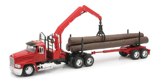 NEW13133R - MACK CH 6x4 Rouge avec  semi grumière , rondins inclus - 1