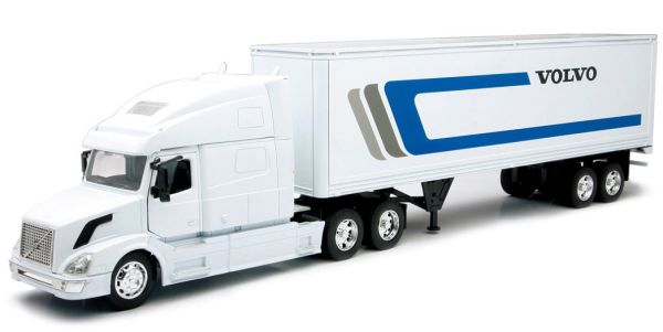 NEW14213 - VOLVO VN 780 6x4 blanc avec semi 2 essieux caisse rigide VOLVO - 1