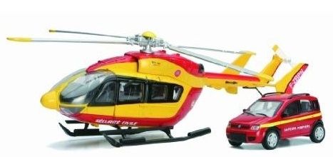NEW25975 - Hélicoptère EUROCOPTER EC 147 avec FIAT Panda 4X4 pompier - 1