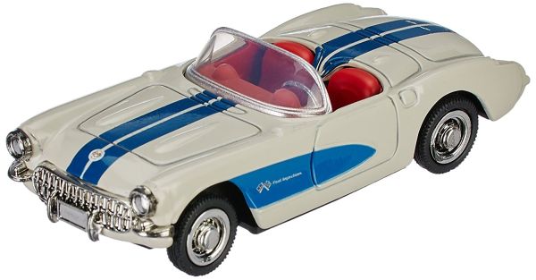 NEW48013G - CHEVROLET Corvette 1957 cabriolet blanc à bandes bleus - 1