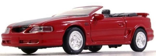 NEW48013X - FORD Mustang GT cabriolet rouge 1994 capot à bandes noires - 1
