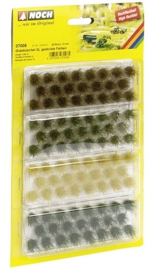 NOC07008 - 92 Touffes d'herbes XL Vert foncé, vert moyen, brun et jaune - 12 mm - 1