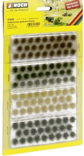 NOC07009 - 104 Touffes d'herbes XL Vert foncé, vert moyen, brun et jaune - 6 mm - 1
