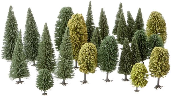 NOC26811 - Lot de 25 arbres 10 feuillus et 15 sapins de hauteurs 5 à 14 cm - 1