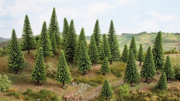 NOC26825 - Lot de 25 sapins vert clair de hauteurs 5 à 14 cm - 1