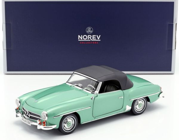 NOREV183401 - MERCEDES BENZ 190SL 1957 cabriolet ouvert ou fermé vert lumière métallisée - 1