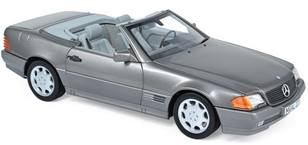 NOREV183715 - MERCEDES BENZ 500 SL cabriolet ouvert 1989 gris métallisé - 1