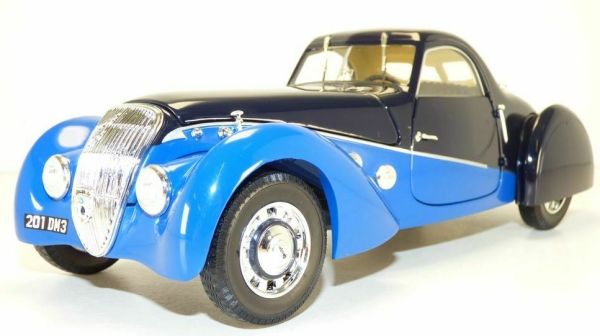 Miniature PEUGEOT 302 Darl'Mat coupé 1937 noire et bleue NOREV