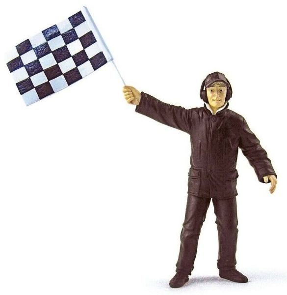 NOREVPS1701 - Commissaire de courses avec drapeau à damier hauteur personnage 4.2 cm - 1