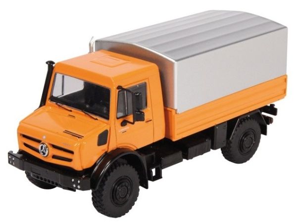 NZG9111/65 - MERCEDES UNIMOG U5000  orange plateau bâché - 1