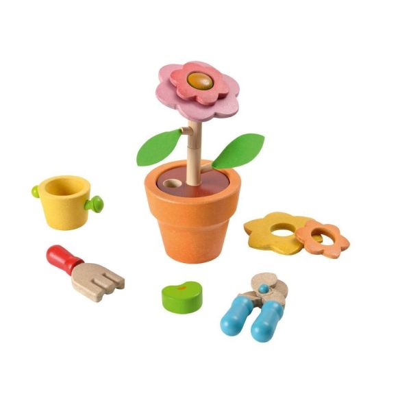 PLA4608 - Set de fleurs avec son pot en bois - 1