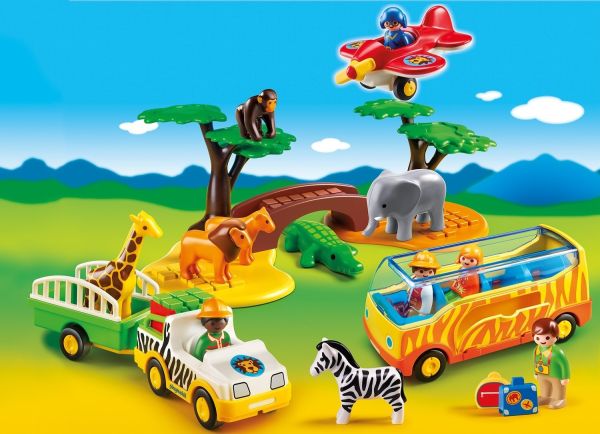 PLAY5047 - Coffret Animaux de la Savane avec Gardien et Touristes  - 30 Pièces - 1