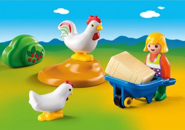 PLAY6965 - Agricultrice avec brouette et coq - 1