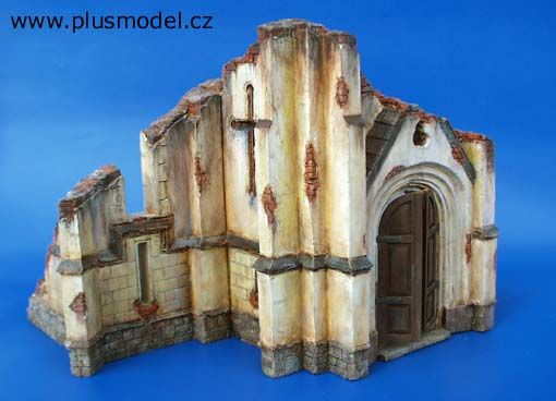 PLS006 - Façade d'église en ruine miniature à assembler et à peindre dimensions 21 x 17 x 17 cm pour diorama - 1