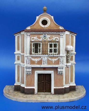 PLS017 - Façade de maison miniature en plâtre à monter et à peindre dimensions 22 x 5 cm accessoires fournis - 1