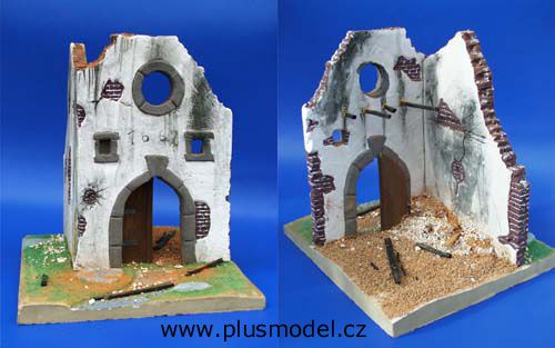 PLS031 - Ruine de maison miniature à assembler et à peindre dimensions 15 x 15 hauteur 21 cm - 1