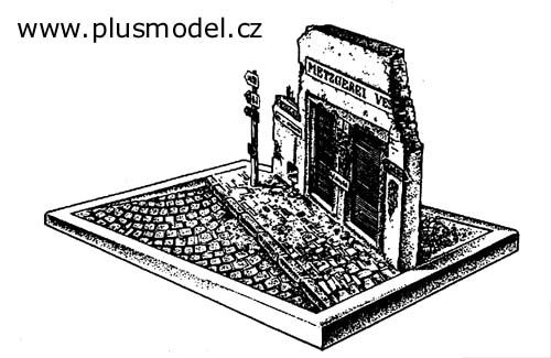 PLS032 - Ruine de maison miniature à assembler et à peindre longueur 21,5 cm et de hauteur 15 cm avec base de 27 x 18 cm - 1