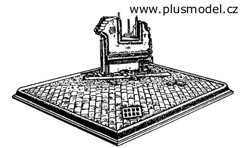 PLS034 - Ruine de maison miniature à assembler et à peindre dimensions longueur 8 cm hauteur 9 cm solce de 25 x 18 cm - 1