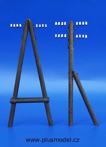PLS083 - 2 poteaux télégraphiques miniatures à assembler et à peindre pour diorama hauteur 18cm - 1