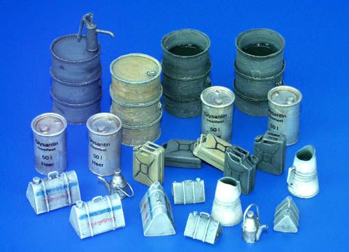 PLS115 - Bidons de stockage à combustible allemand seconde guerre miniatures à peindre décalcomanies fournies 24 pièces - 1