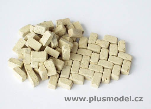 PLS137 - Pavés miniatures pour diorama de forme rectangle beige - 1