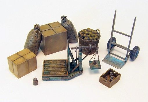 PLS147 - Balance avec diable et accessoires miniatures à assembler et à peindre 26 pièces - 1